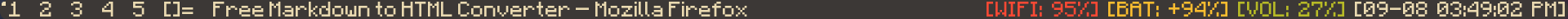 dwm status bar with Minecraft font